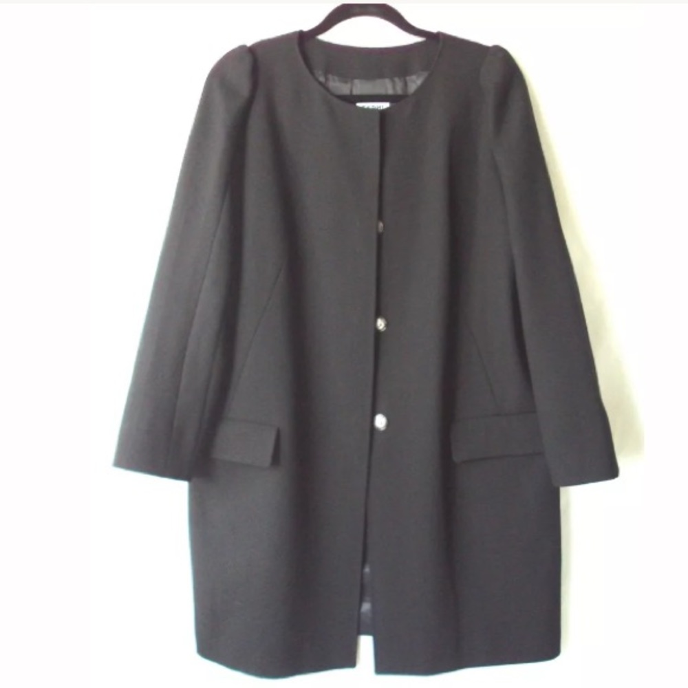 FARHI by NICOLE FARHI Black 100% Wool Crepe Coat US 10
